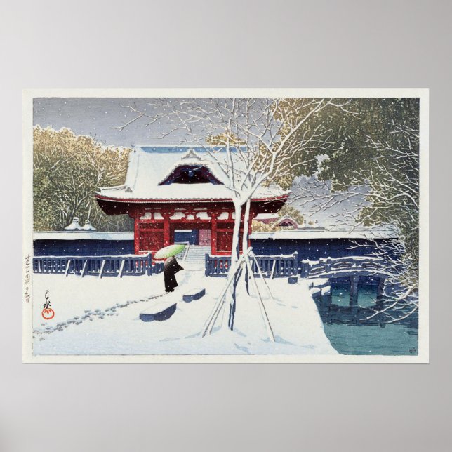 Póster 芝 公 園 の, Nieve en el parque Shiba, Tokio, Hasui Ka (Frente)