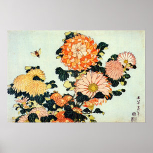Póster 菊 と 蜂, 北 Chrysanthemum y Bee, Hokusai