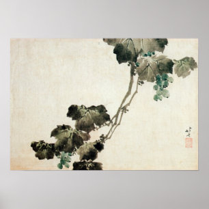 Póster 萄 葡, 北 斎 uva, Hokusai