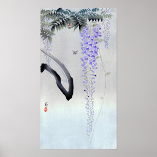 Póster 藤 の 花, 古 histeria de flores, Ohara Koson, Woodcut