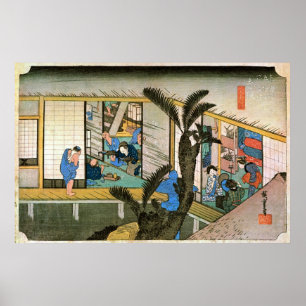 Póster 赤 坂 宿, 広 Akasaka-juku, Hiroshige, Ukiyo-e
