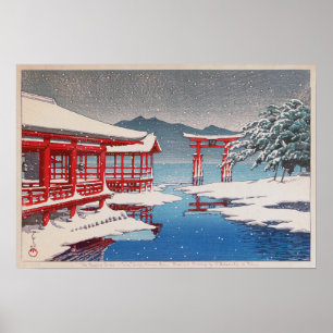 Póster 雪 の 宮 島, Santuario Miyajima en Nieve, Hasui Kawase
