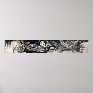 Póster 雲 龍 図, 曾 我 白 Dragon con Cloud, Sumi-e