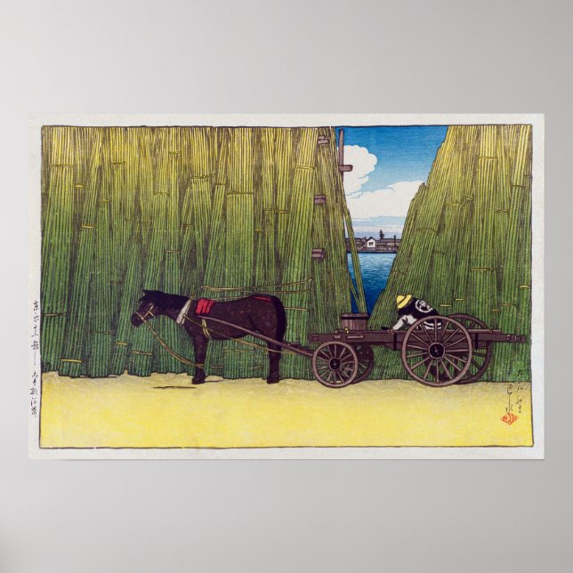 Póster 駒 形 河 岸, Komagata Embankment, Hasui Kawase, Woodcu (Frente)