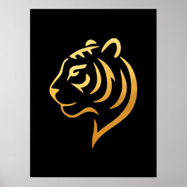 Póster 黄金の虎 Gold Tiger – Japanese Minimalist Art