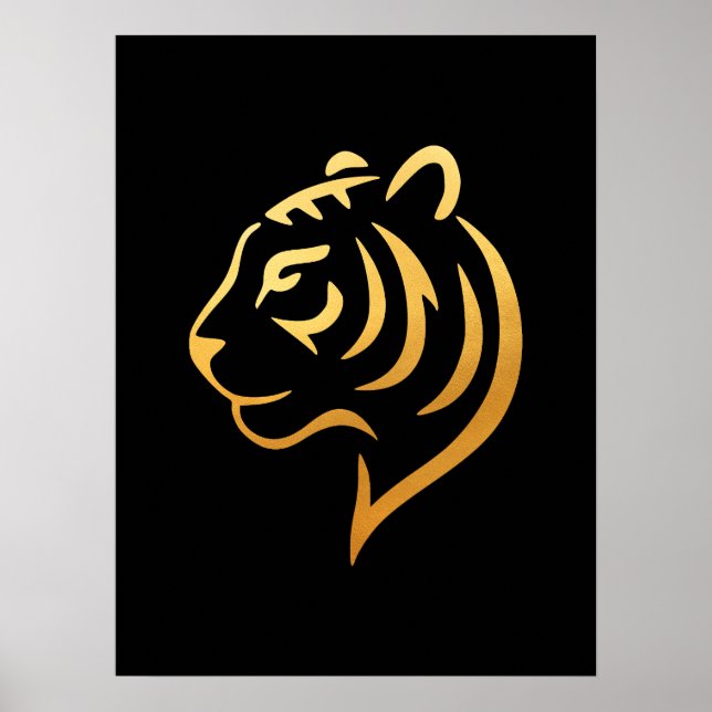 Póster 黄金の虎 Gold Tiger – Japanese Minimalist Art (Frente)
