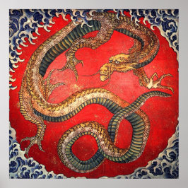 Póster 龍 斎 北, 北 の Dragón Hokusai, Hokusai
