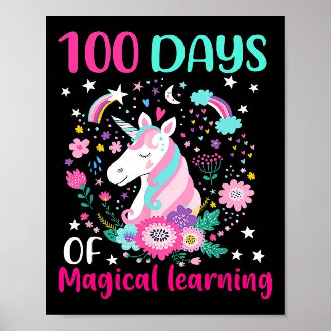 Póster 00 días de aprendizaje mágico flotando unicornio 0 (Frente)