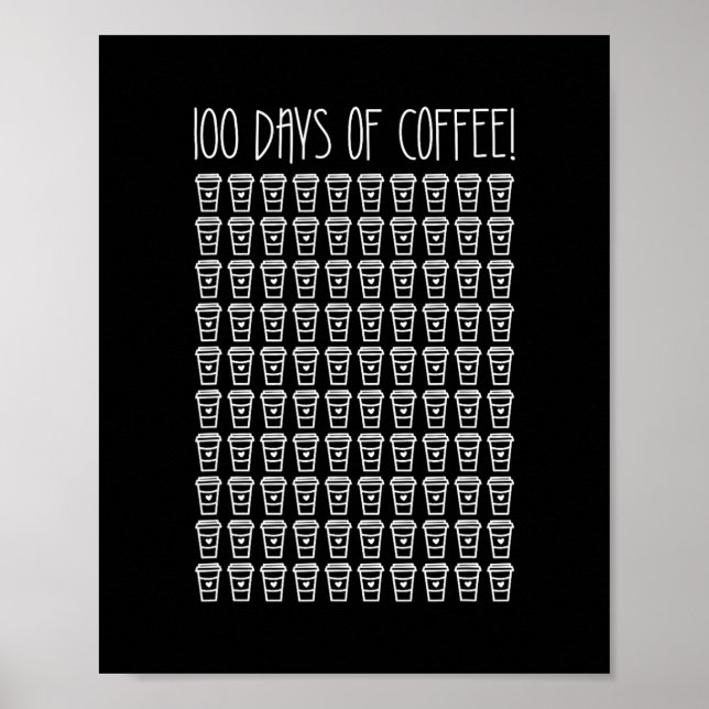 Póster 00 días de café t- feliz 00° día de escuela (Frente)