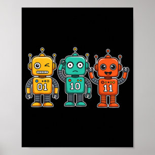 Póster 01 10 11 Robot Divertido para Hombres Mujeres Niño