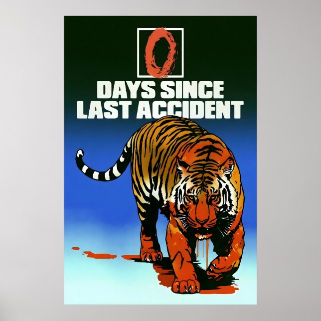 Póster 0 Días Desde el Último Accidente Abstracto Japonés (Frente)