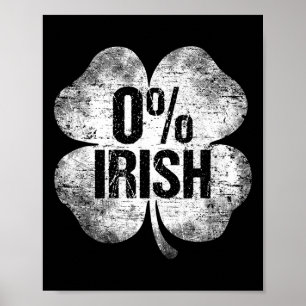 Póster 0% trébol irlandés Día de San Patricio divertido S