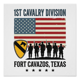 Póster 1ª División de Caballería Fort Hood Camiseta Milit