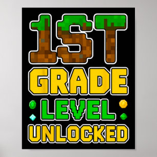 Póster 1º Grado Nivel Sin Bloquear Video Gamer Pixel Ck T