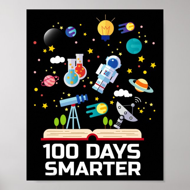 Póster 100º Día De La Escuela 100 Días Libros Más Intelig (Frente)