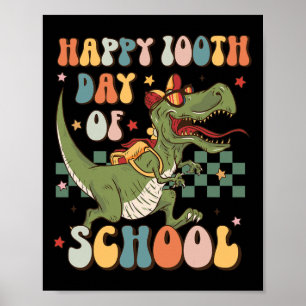 Póster 100º Día Retro De La Escuela 100 Días De Curso Esc