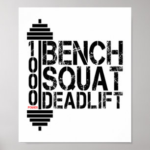 Póster 1000 Lbs Squat Deadlift Powerlift Fitness