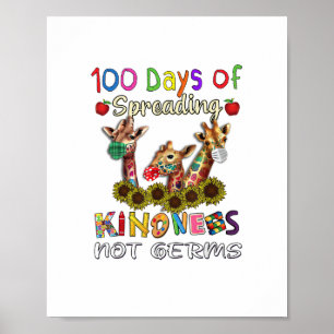 Póster 100.º día de escuela 100 días difundiendo amabilid