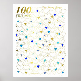 Póster 100.º Poster de cumpleaños - 100 años amados