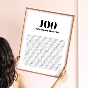 Póster 100 cosas que amo de ti modernidad minimalista
