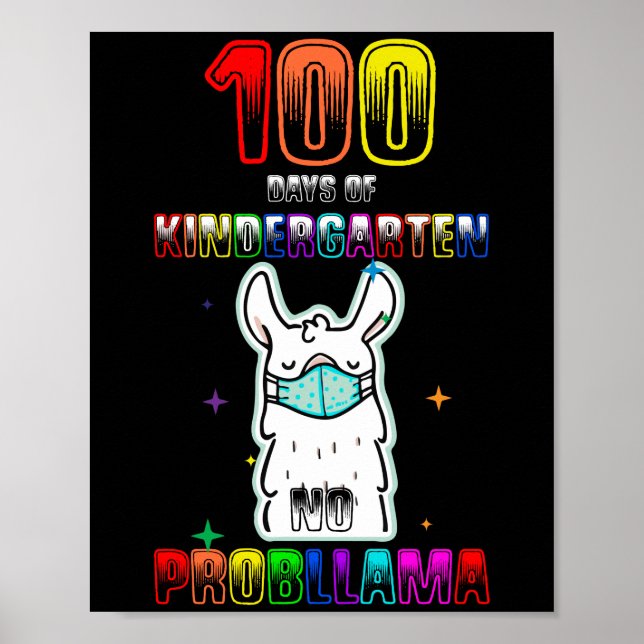 Póster 100 Days of Kindergarten No Probllama Llama (Frente)