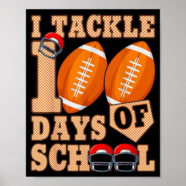 Póster 100 Days Of School Boys 100th Day Of School Footba (Frente)