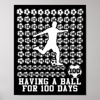 Póster 100 Days Of School Boys Soccer 100th Day Of School