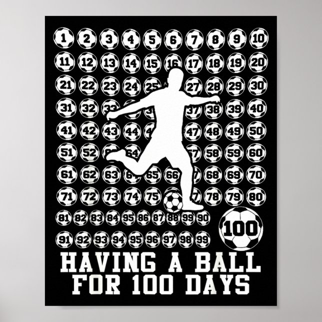Póster 100 Days Of School Boys Soccer 100th Day Of School (Frente)