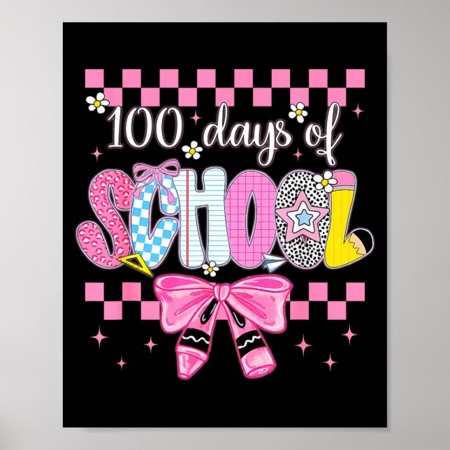 Póster 100 Days Of School Fun Milestone Clroom Kids  (Frente)