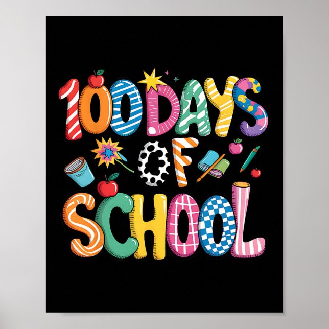 Póster 100 Days Of School Preppy Coquette Bow 100 Day Sma (Frente)