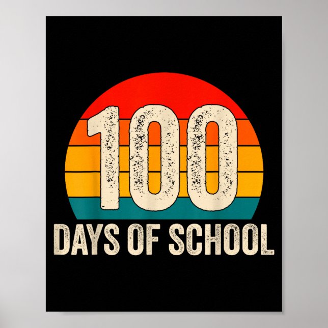 Póster 100 Days Of School Retro Teachers Boys 100th Day O (Frente)