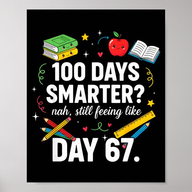 Póster 100 Days Smarter Still Feeling Like Day 67 Meme Fu (Frente)