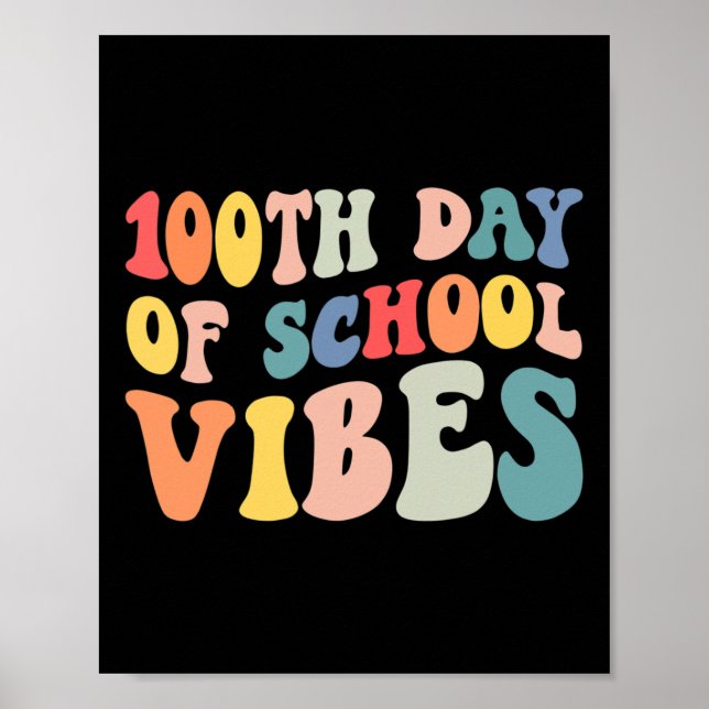 Póster 100° Día de Colegios Vídeos Retro Niños felices (Frente)