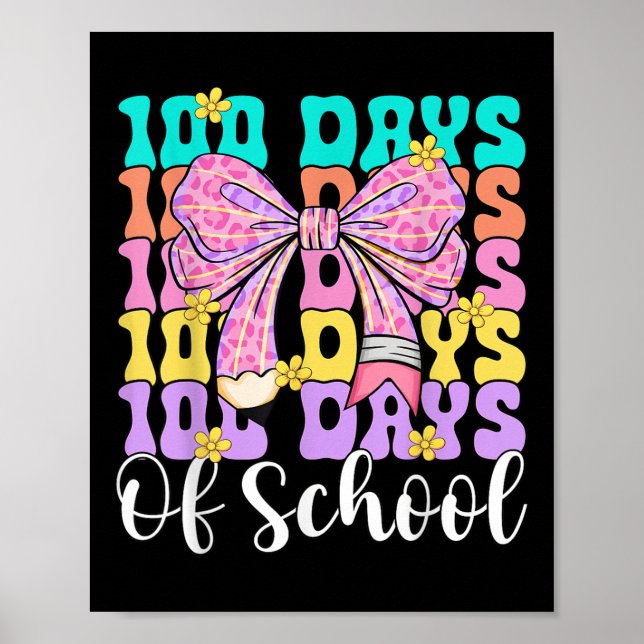 Póster 100° Día De Enseñanza De Lápiz Cutáneo De Escuelas (Frente)