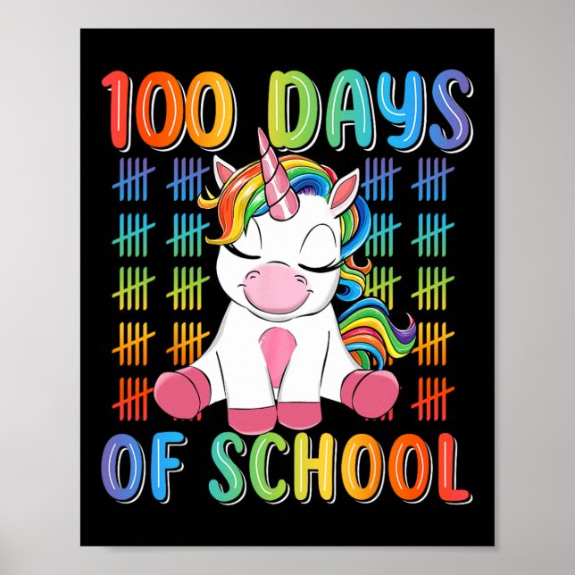 Póster 100° Día De Escuela Para Chicas Niños Cutan Unicor (Frente)