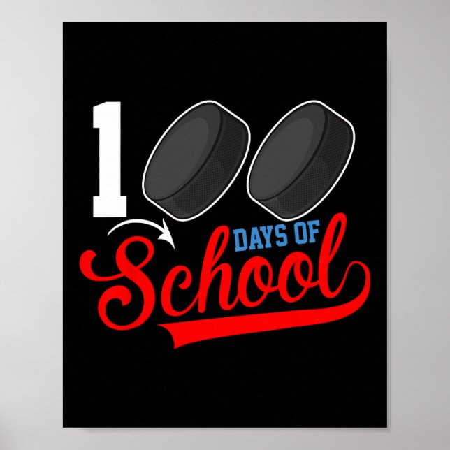 Póster 100° Día De Hockey Escolar 100 Días De Deporte Esc (Frente)