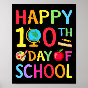 Póster 100° Día De La Escuela 100 Días De Maestra Escolar