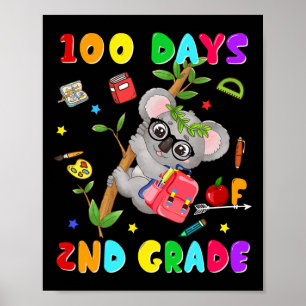 Póster 100° Día de la Escuela 2º Grado Koala Feliz 100 dí