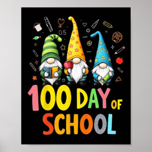 Póster 100° Día De La Escuela Gnome Profesores Divertidos
