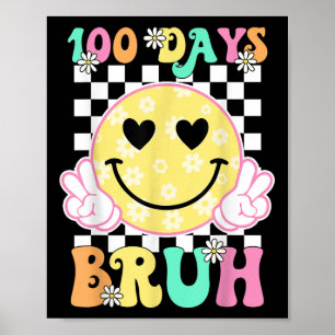 Póster 100° Día De La Escuela Groovy Sonrisa Cara 100 Día