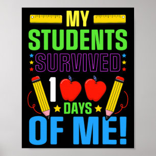Póster 100° Día De La Escuela Mi Estudiante Sobrevivió 10