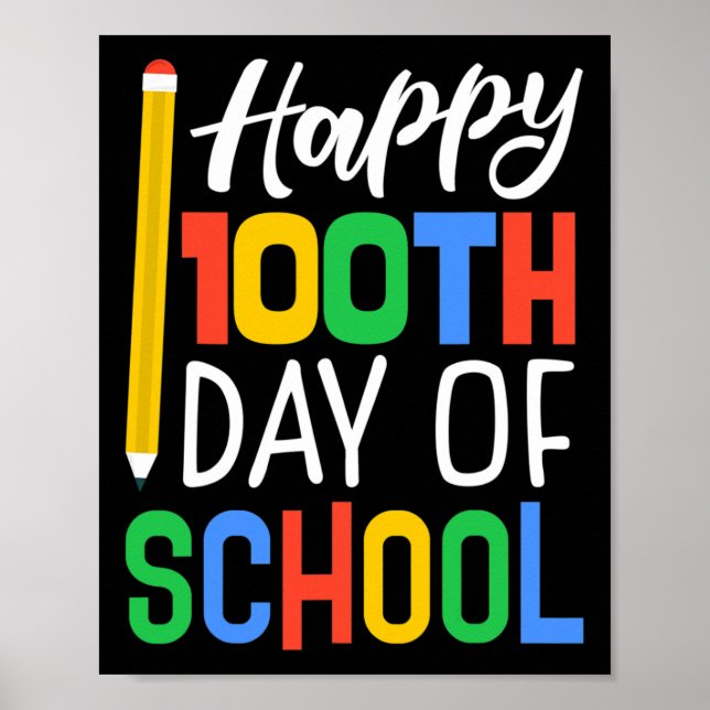 Póster 100° Día De La Escuela Para Profesores Niños (Frente)