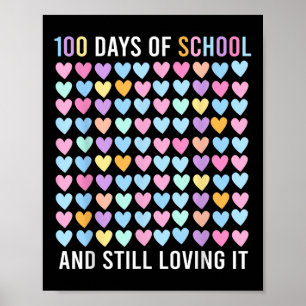 Póster 100° Día De La Escuela Y Aún Amando El Corazón 100
