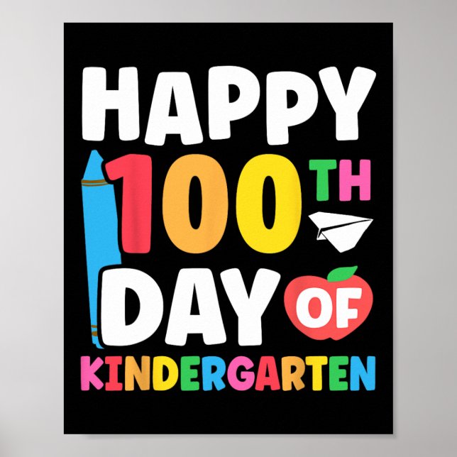 Póster 100° Día De Los Niños De La Guardería 100 Días De  (Frente)