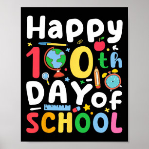 Póster 100° Día De Maestros Niños Chicas Niños Felices