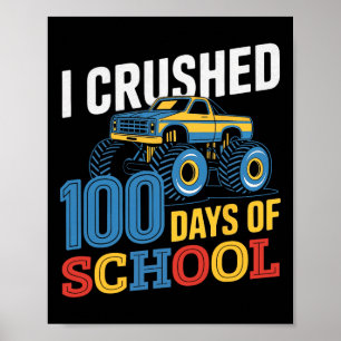 Póster 100° Día De Niños Escolares Que Aplasté 100 Días O