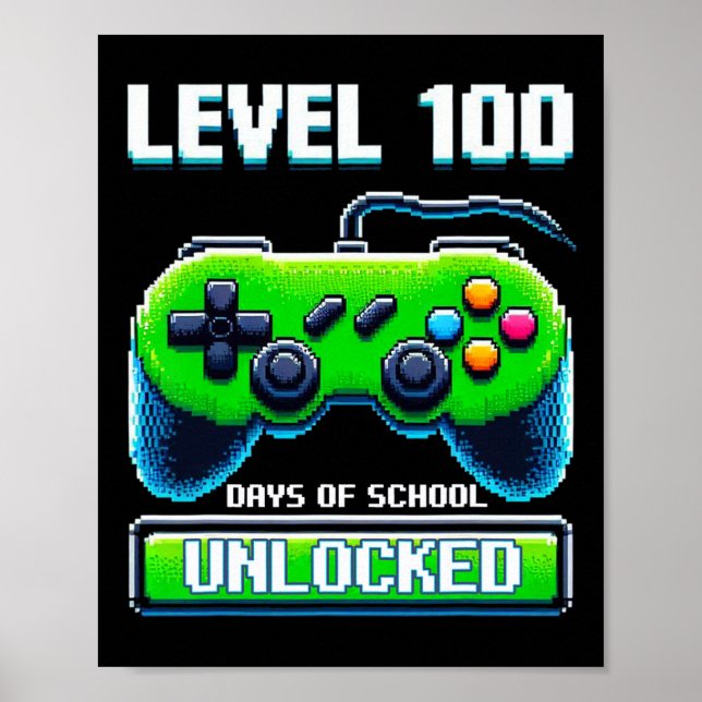 Póster 100° Día De Niños Escolares Video Juegos Boy Gamer (Frente)