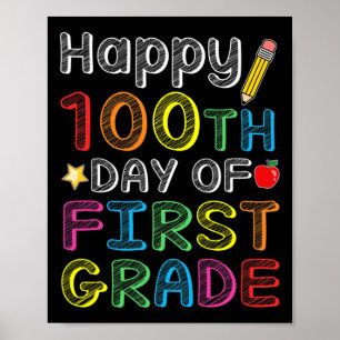 Póster 100° Día de Primer Grado - Colorido regalo de 100 