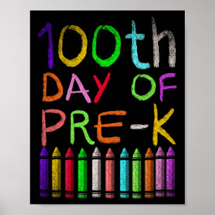 Póster 100° Día de Regalo Estudiantil Preescolar Feliz 10