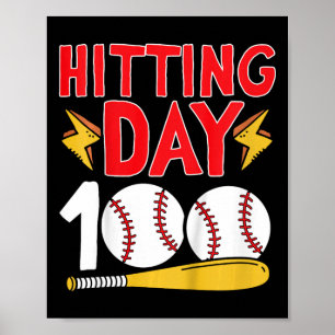 Póster 100° Día Del Béisbol Escolar 100 Días De Escuela